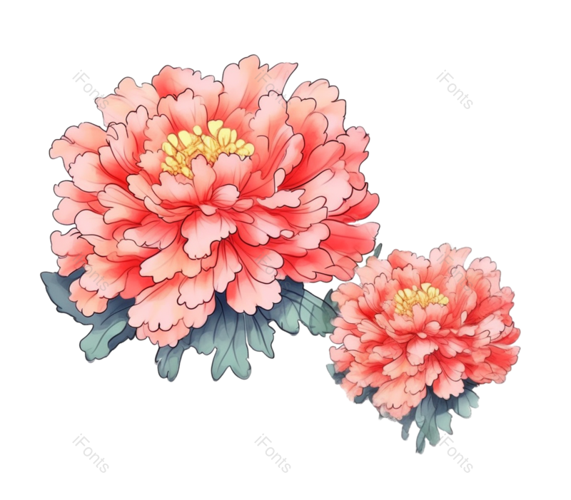 红色的花图片,粉红色的花元素,白色背景PNG,免抠素材